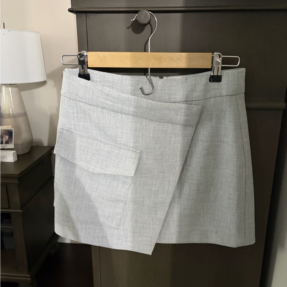 Babaton Gray Wrap Skirt